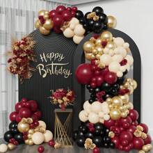 Juego de 142 piezas de guirnalda de globos en color burdeos, negro y dorado para decoración de fiestas de Día de San Valentín, cumpleaños, boda, despedida de soltera, aniversario y graduación - Multicolor - Ver 2