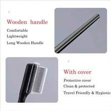 1 pieza Cepillo de cejas de acero inoxidable negro con peine, acicalador de pestañas, herramienta para arreglar cejas con tapa para maquillaje, peine para cejas y pestañas de acero inoxidable, con dientes densos para acicalar las pestañas - Negro - Ver 5