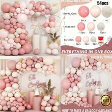 54 件气球拱门和花环装饰套装，浪漫气球，适合生日派对、婚礼、订婚、活动装饰