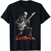 Skeleton Playing Guitar Rock & Roll Skeleton Hand T-Shirt - Black - View 1