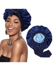 睡眠帽外层丝绸染色可调节肩带发帽带发带发帽适合女士自然卷发