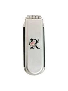 1件装二合一镀银折叠梳子兼化妆镜 – 便携式，印有花卉字母A-Z，桌面造型，现代旅行美容工具，带化妆镜的折叠梳，方便携带，非常适合旅行外出使用，双用途气垫梳，头皮按摩梳，美发造型工具，旅行必备配件，适合户外、办公室和返校季使用 - 銀色 - 查看 28