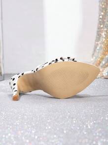 Black & White Bowknot Pointed Toe Mule Sandals, French High Heels, Stylish Slip-On Slip-On Sexy Open Toe Slippers, 2025 Summer New Arrival