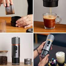Portable Espresso Coffee Machine 12V Electric Small Travel Expresso Maker Self Heating 8 Cups Battery Powered Compatible  Capsule Camping RV Hiking Office Smoke Blue - Navy1 - View 6