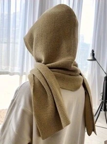 1 chiếc khăn choàng len giả sọc mảnh màu trơn đen/be/nâu/đỏ thời trang dành cho nữ, khăn choàng ấm áp thoải mái, thích hợp cho các buổi đi chơi hàng ngày vào mùa thu/đông - A - Xem 20