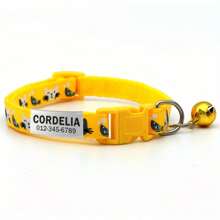 Custom Engraved Pet ID Collar With Bell - Cute Cartoon Kitten Design, Adjustable Polyester Strap For Dogs & Cats, Includes Personalized Name Tag With Owner's Phone Number - Durable Anti-Lost Accessory, Perfect Gift For Pets - Multicolor - View 7