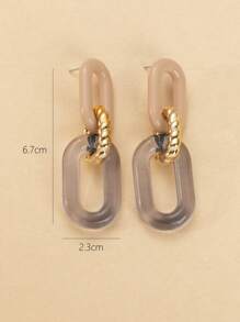 1 Pair European And American Style Color Block Geometric Earrings - Coffee Brown - View 3