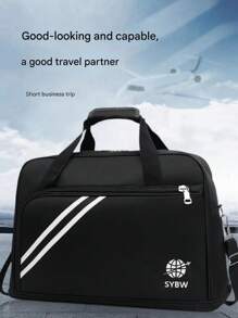 1 件大容量轻便可扩展行李袋，配有可调节肩带和手柄，多隔层旅行袋，带行李带设计的行李袋，旅行必需品，便携式储物袋