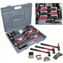 7X Hammers Car Auto Body Panel Repair Tool - Fibre Handles, For Effective Beating In Auto Body Work