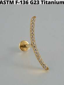 1PC G23 Titanium Cz Moon Internal Thread Labret Lip Rings Cross Snake Ear Cartilage Tragus Helix Earring Lobe Piercing Jewelry - Titanium Gold Plated - View 22