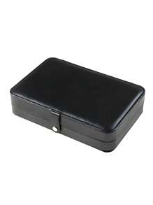 1 pieza Caja de almacenamiento de joyas de PU, organizador de joyas portátil de viaje, caja de almacenamiento de tocador, caja de exhibición de joyas de múltiples compartimentos, caja de regalo de almacenamiento, caja de exhibición, tapa abatible simple, gran capacidad, adecuado para guardar anillos, collares, aretes, relojes, labiales y otros accesorios, accesorios de dormitorio, suministros de viaje al aire libre, cierre con botón de seguridad, estilo internacional hermoso, adecuado para viajes y el hogar, regalo ideal para niñas