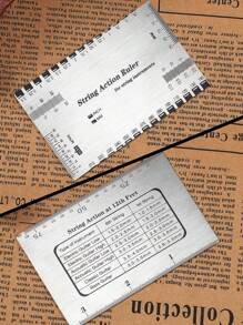 1PC Stainless Steel String Action Ruler, Metal & Plastic PVC Guitar String Gauge Electric Guitar Accessories Classical Bass Measuring Tool Stainless Steel String Gauge Neck Ruler