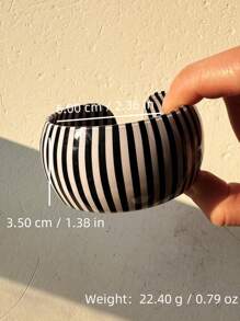 1 件复古黑白条纹几何宽厚树脂 C 形开口手镯，适合女士，适合假期、秋冬季日常佩戴 - 彩色 - 查看 13