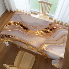 1pc Marble Patterned Digital Printed Tablecloth, Rectangular Polyester Tablecloth, Waterproof And Oil Resistant, Easy To Clean, Suitable For Dining Tables, Home Decoration, Picnics, Holiday Parties, Both Indoor And Outdoor Use - Multicolor - View 13