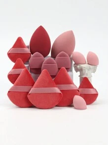 14 pezzi Set di spugne per il trucco, inclusi 3 cuscinetti per cipria, 3 mini cuscinetti per cipria, 2 grandi pennelli per trucco, 3 mini pennelli per trucco, 3 mini cuscinetti ad aria. Adatti per applicare BB cream, fondotinta e correttore per creare un aspetto impeccabile. Realizzati in morbido velluto, appositamente progettati per contouring, occhi e aree difficili da raggiungere