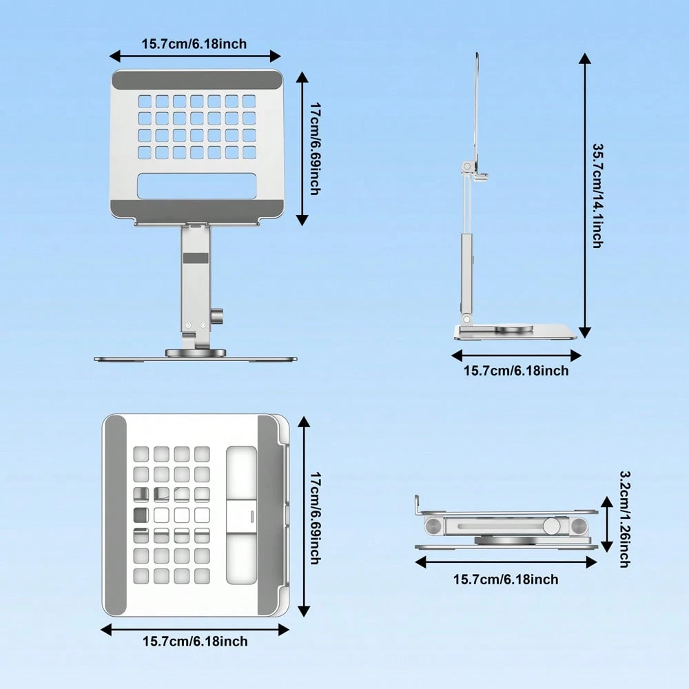 xnyocn Aluminum Alloy Tablet Stand Desk Riser 360° Rotation Hands Multi ...