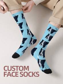 1 Pair Custom Face Socks, Custom Photo Sock, Custom Printed Socks, Personalized Funny Face Socks, Custom Picture Socks, Put Any Face On The Socks, Anniversary Gift - Multicolor - View 5