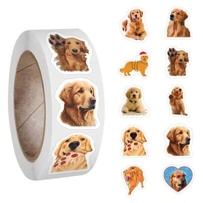 500 张金毛猎犬贴纸卷美学乙烯基贴纸高品质贴纸贴花剪贴簿、日记、笔记本电脑、保险杠、滑板、水瓶、电脑、手机贴纸可以为您的生活带来很多乐趣，是成人和儿童的完美礼物