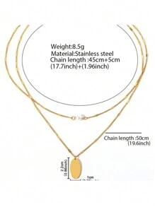 DIY Engraved Text Layered Necklace For Women With Pearl Pendant Choker - Multicolor - View 10