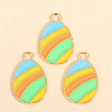 10pcs Cartoon Easter Eggs Oil Dripping Pendants, Suitable For DIY Cute And Interesting Painted Eggshell Charm Earrings, Necklaces, Jewelry