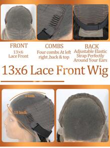 13x6 蕾丝前假发 人发波浪蕾丝前假发 人发预拔 200 密度透明蕾丝前假发 适合女性的婴儿头发 自然黑色长波浪假发波浪发型 - Natural Black - 查看 8