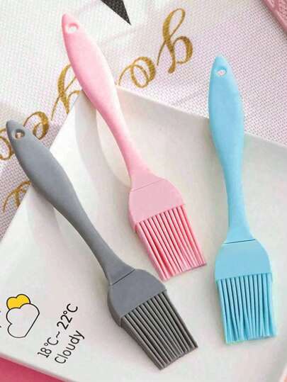 1/3pcs Silicone BBQ Oil Brush Kitchen Pancake Sauce Brush, Heat-Resistant And Dirt-Resistant, For Brushing Oil On Meat And Grill, Butter Sauce On Sausages, Desserts, Turkeys, Household Baking