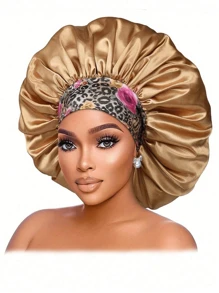 1pc Women's Wide Brim Adjustable Printed Sleep Hat/Bonnet, Suitable For Curly And Straight Hair Valentines