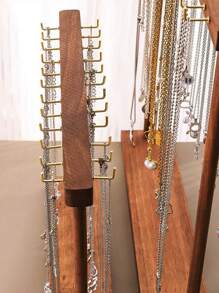 Walnut Color /Black Iron Hook Fashion Necklace Display Stand, Jewelry Shop Accessories Necklace Organizer Rack, Home Jewelry Necklace Storage, Makeup Room Decor,Room Decor - Multicolor - View 8