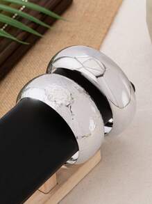 2pcs Simple Glossy Hammered Textured Bangle Set, Fashionable & Versatile For Women