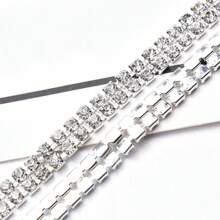 1 Yard 3 Rows/2 Rows AB Rhinestone Chain, Gold/Silver Base With Claw Chain, Suitable For Doll Making, Plush Doll Making, Clothing Decoration, Embroidery, Jewelry Making, Gift Decoration - Multicolor - View 11