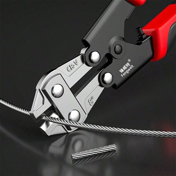1pc Mini Bolt Cutter, Made Of Chrome-Vanadium Alloy Steel, Fast And Sharp, Labor-Saving Operation, Used To Cut Wire, Bar Steel, Hard Copper Wire, Stranded Wire, Etc., Also Known As Wire Rope Bolt Cutter.