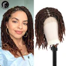 Full Double Lace Braided Wigs Knotless Spring Twisted Braids Wigs Passion Twist Wigs For Women 16 Inches Synthetic Lace Front Bob Braid Hair Wigs