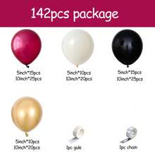 Juego de 142 piezas de guirnalda de globos en color burdeos, negro y dorado para decoración de fiestas de Día de San Valentín, cumpleaños, boda, despedida de soltera, aniversario y graduación - Multicolor - Ver 3