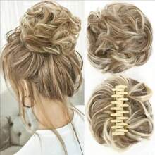 Synthetic Chignon Messy Bun Claw Clip In Hair Piece Wavy Curly Hair Bun Ponytail Extensions Scrunchie Hairpieces For Women
