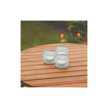 Boost Set Of 3 Premium Ribbed Glass Tealight Holders (Includes 3 Free Tealights) - White - View 2