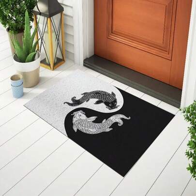 Tapete Capacho De Porta Divertido Yin Yang Peixes Para Porta Divertido ca706