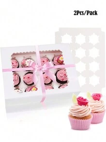2Pcs Large Cupcake Boxes, Cupcake Boxes 12 Count, White Cupcake Containers Bakery Holders With Windows And Inserts To Fit Muffins, Cupcake Carrier For Cookies - White - View 5
