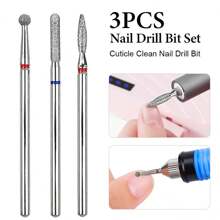 3Pcs/Set Carborundum Nail Drill Bits Electric Manicure Fine Grit Drills Milling Cutters Kits ,Pedicure Remover Tools For Acrylic Gel Nails, Salon Home Nail Care Supplies For Acrylic Nail Gel Fast Remove
