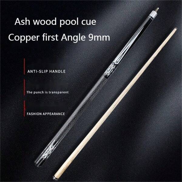 1pc 57" Billiard Cue Stick, Double-Jointed Wrap Snooker Cue Stick, 145cm Standard Pool Stick, 9mm Small Head Bronze Vertex Tip, 13mm Large Head White Lacewood Pro-Weight Shaft