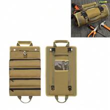 Multipurpose 6-In-1 Waterproof Oxford Cloth Tool Organizer Roll-Up, Portable Electrician Tool Bag, Heavy-Duty Rollup With 6 Compartment Pockets