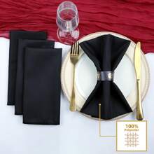 6/10/12条装黑色布餐巾，吸水性强，可水洗，100%涤纶面料，包边设计，适用于酒店和餐厅用餐