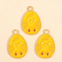 10pcs Cartoon Easter Eggs Oil Dripping Pendants, Suitable For DIY Cute And Interesting Painted Eggshell Charm Earrings, Necklaces, Jewelry