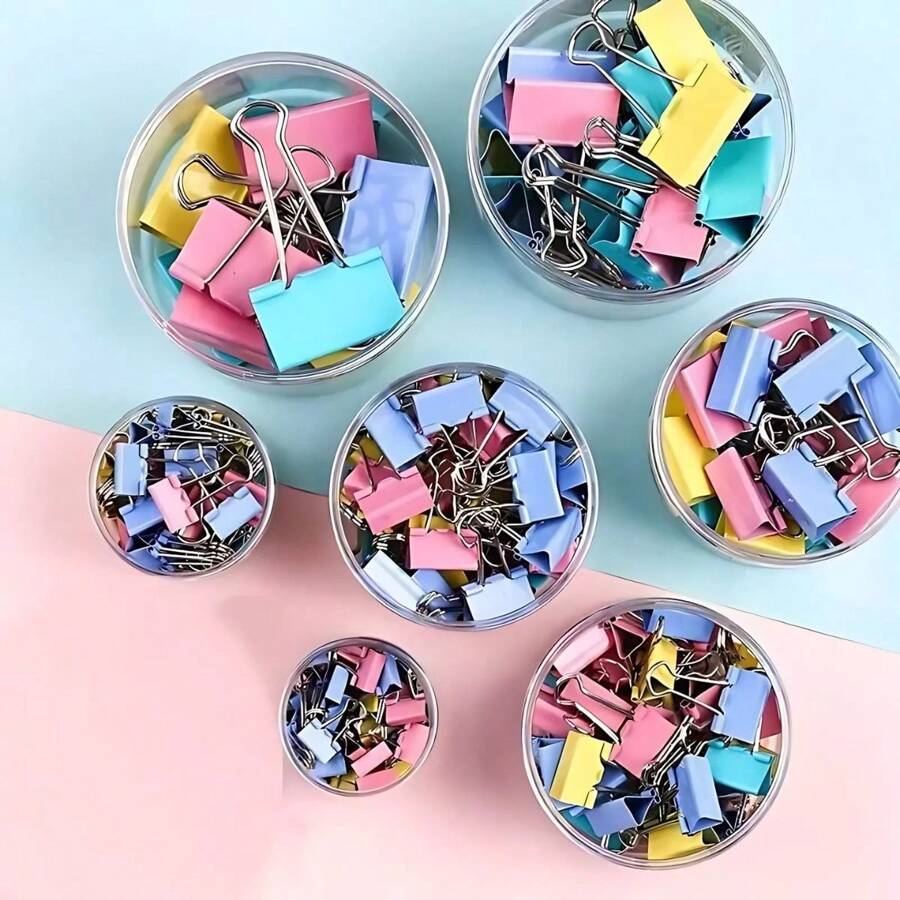 Set Of 48 Paper Clips Clamps Colorful Clips Office School Kit 25mm/32mm/41mm - Colored - 25mm (48 Units) - View 1
