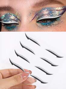 8/48片眼线贴纸，金色和黑色细眼线贴纸，可重复使用，易于涂抹和卸除，化妆，便宜，房间装饰，梳妆台，旅行，卧室，化妆配件，便宜，圣诞礼物，化妆品，化妆工具，便宜货，礼物，女士礼物，圣诞礼物 - 彩色 - 查看 3