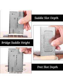 1PC Stainless Steel String Action Ruler, Metal & Plastic PVC Guitar String Gauge Electric Guitar Accessories Classical Bass Measuring Tool Stainless Steel String Gauge Neck Ruler