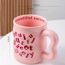 1 件粉色 350 毫升陶瓷英式个性化咖啡杯，适合成人和儿童返校