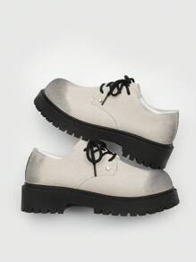 Chaussures derby à bout rond noires pour hommes, chaussures habillées décontractées à semelle épaisse de haute qualité, coupe large au look usé, en denim lavé à l'eau, confortables, avec une semelle extérieure en caoutchouc antidérapante et
