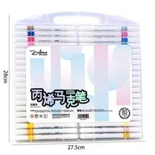 Bút dạ Acrylic gốc nước 80 màu, bút vẽ Graffiti có thể giặt được dành cho học sinh với đầu bút mảnh và thân tròn - Nhiều màu - Xem 3