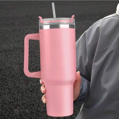 1set Stainless Steel Insulated Bottle With Lanyard & Straw, Modernist Vacuum Insulated Bottle For Outdoor Travel