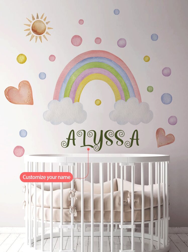 1pc/3pcs Cartoon Colorful Rainbow, Unicorn, Flower, Sun Wall Stickers, Custom Text, Personalize Your Signature, Decorative For Bedroom, Living Room, Study, School, Office, Removable PVC Gifts Birthday Graduation,Multi-Functional,Durable,Anti-Mold,Ornamental,Reusable,Exquisite,Stylish,High-Quality,Colorful,Modern,Custom,Personalized,Unique,Ideal Gifts For Him,Ideal Gifts For Her - Multicolor - View 14
